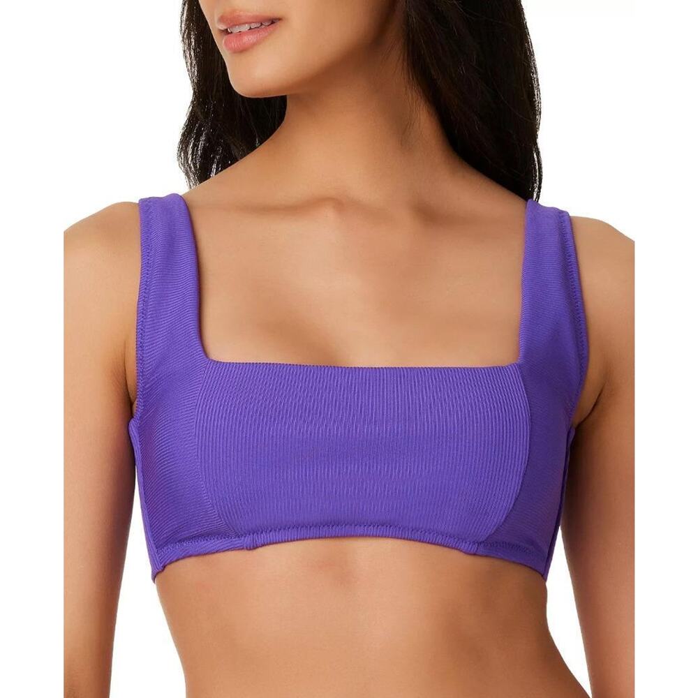 Bar III Women's Hibiscus Micro Rib Sling Bandeau Tie-Back Bikini Top Size S
